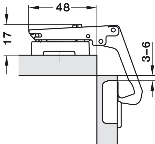 Петля Metalla 510 A/SM для угловых шкафов, УО первой двери 70°, 48/6, h=11 мм, без SC